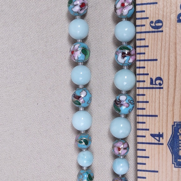 Cloisonne/Jade Graduated Bead Necklace - Picture 6 of 9